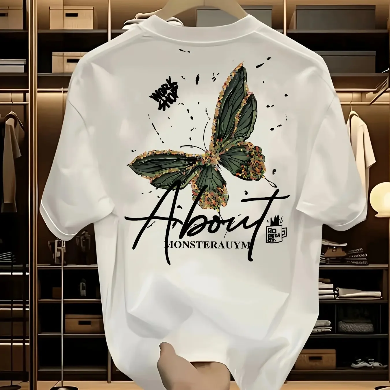 Butterfly Aesthetic T-Shirt Men Splash Ink Butterfly & 