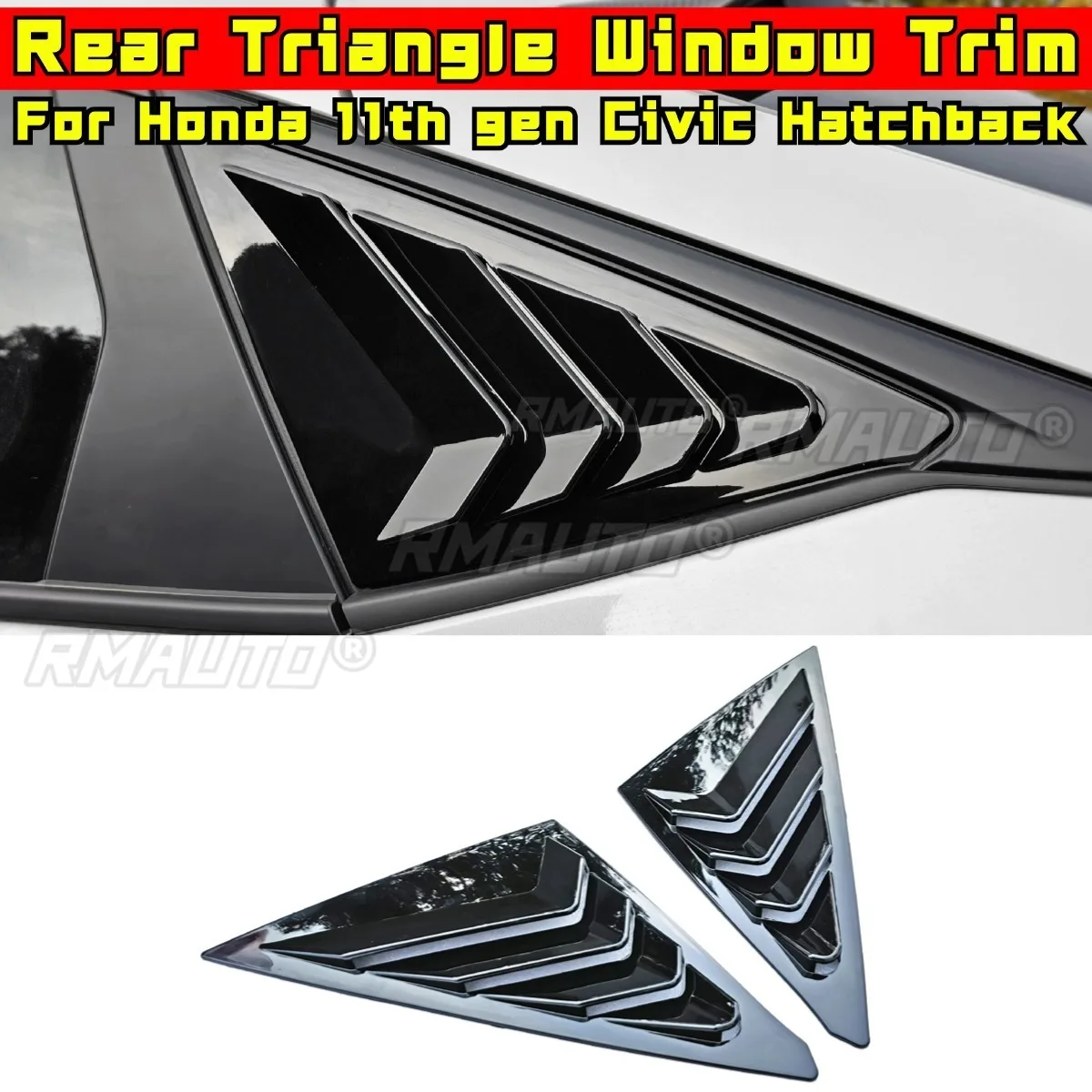 

Заднее треугольное окно автомобиля, накладка в виде акулы и щеки для Honda 11th Gen Civic Hatchback, задняя боковая накладка на окно вентиляционного отверстия, автомобильные аксессуары