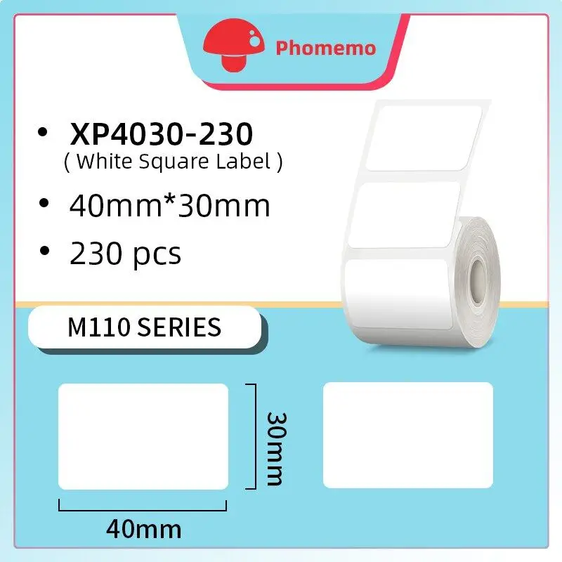 Multi-Purpose Square Self-Adhesive Label for Phomemo M110/M200 Label Printer 1.57\