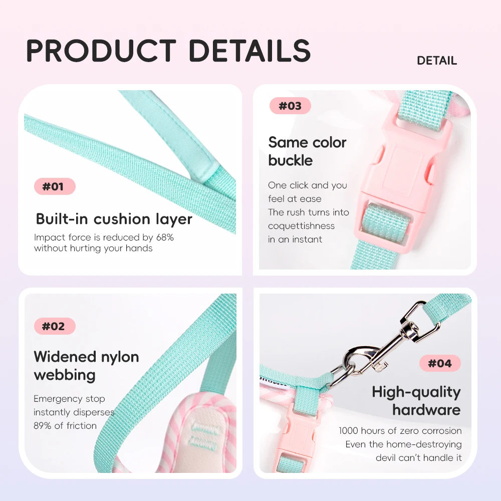New Korean Style Dog Harness with Color Block Design - Breathable Lightweight Pet Vest for Bichon Small Dogs Walking - view 3