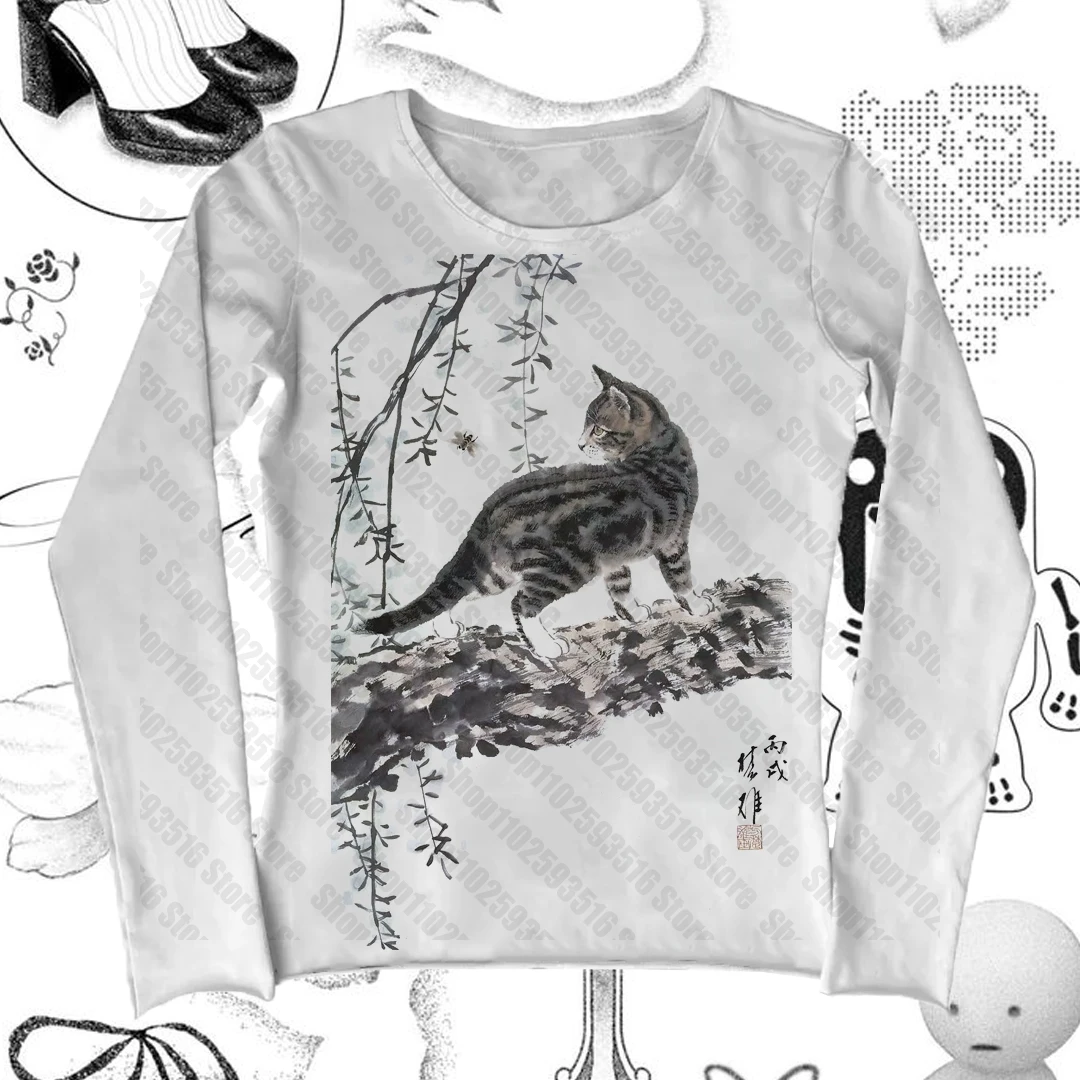 Ropa Harajuku de los años 2000 Y2k Kitty Kpop, ropa Vintage de los años 90 para mujer, camisetas para mujer de primavera 2025, Top Kawaii Star Girl Y2k