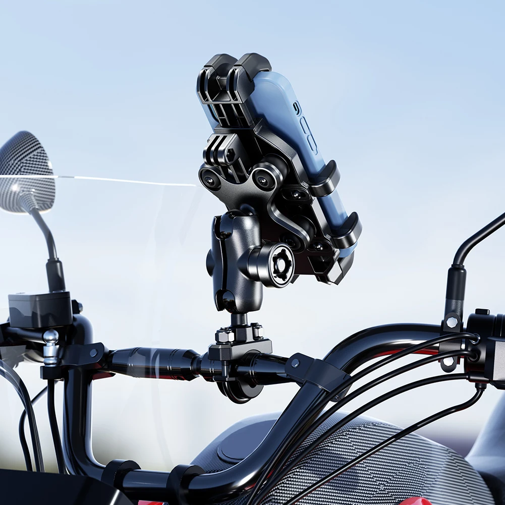 Motorcycle Phone Holder Anti-Shake Anti-Theft Motorcycle Phone Mount Adjustable Navigation Bracket