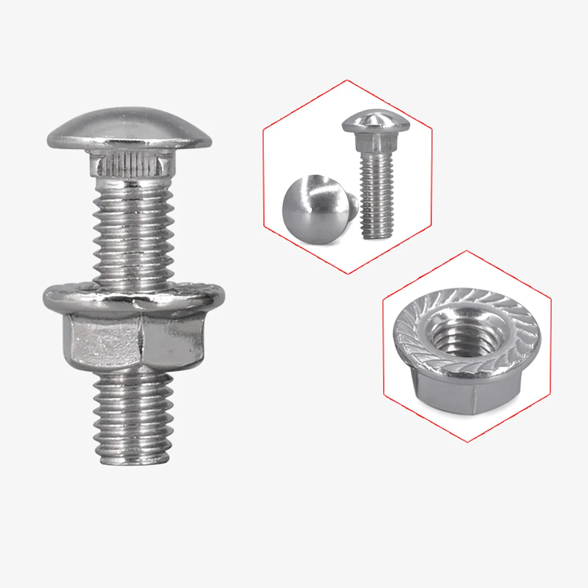 304 SS 라운드 헤드 스퀘어 넥 볼트 및 너트, 캐리지 볼트 및 너트 조합