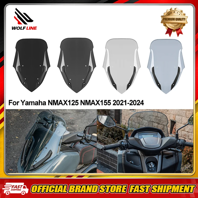 WOLFLINE Windscreen Wind Deflector For Yamaha NMAX 125 NMAX155 2021 - 2024 Motorcycle Front Windshield Sport Screen