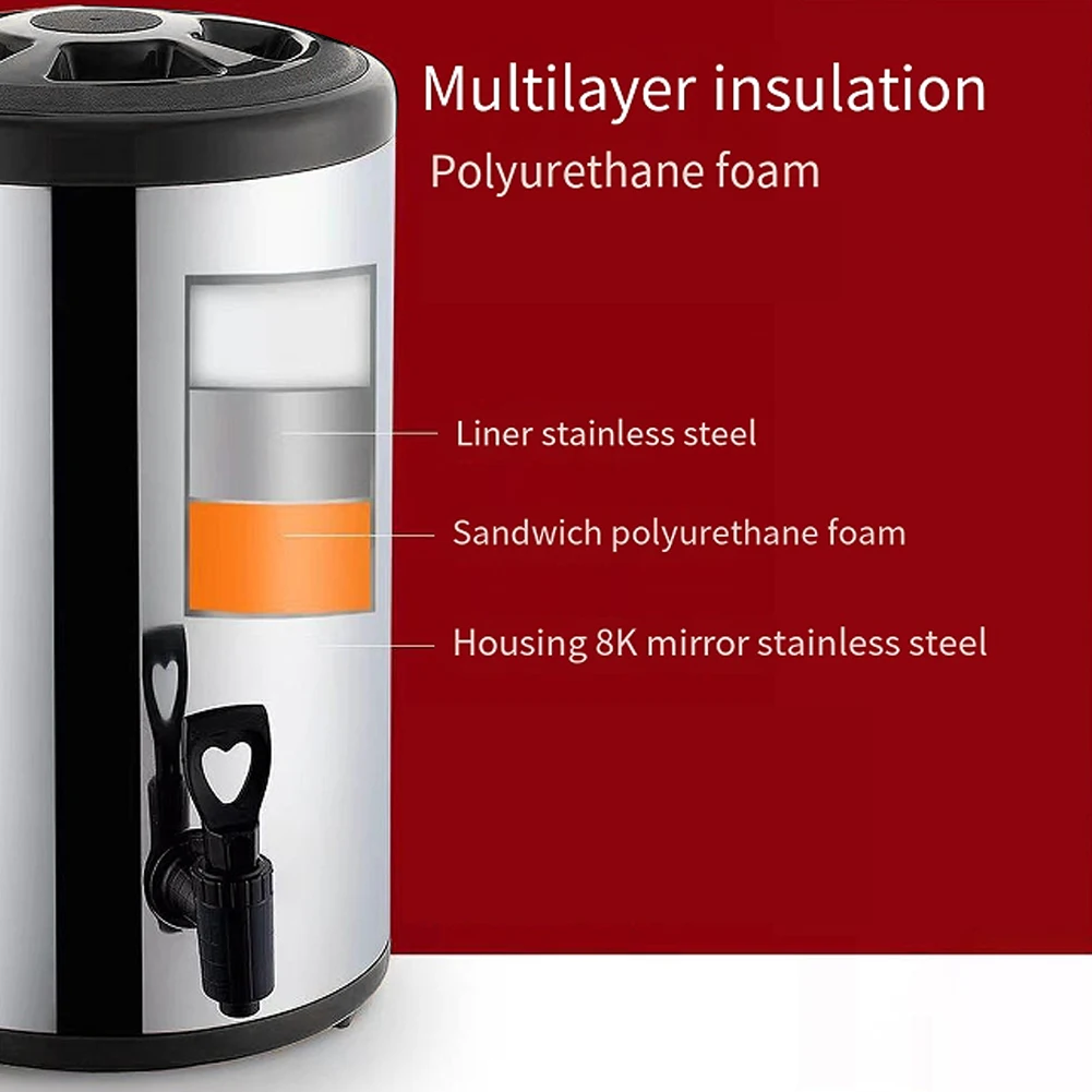 

Stainless Steel Beverage Dispenser with Faucet Milk Tea Buckets Milk Tea Barrel Drink Bucket Ideal for Water Milk Tea and Coffee