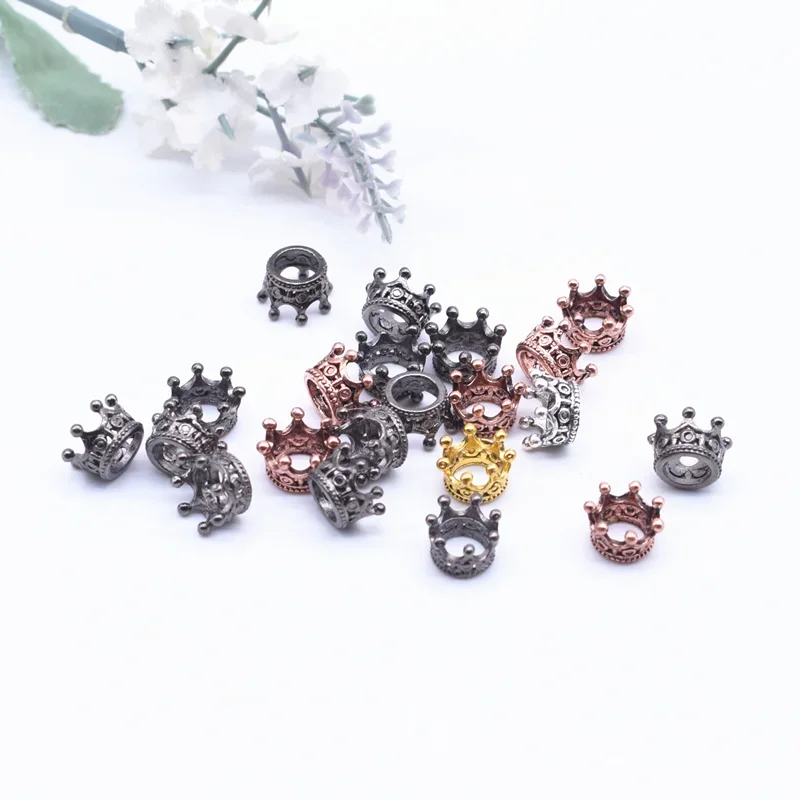 20 Pcs/ Lot Imperial Crown Spacer Beads Antique Copper Gold Silver Color Bead Caps for Jewelry Making DIY Findings Components