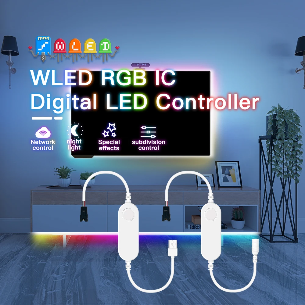 GLEDOPTO WLED ESP32 ESP8266 Ultra Мини светодиодный контроллер Многоцветный RGB IC Адресная микросхема для настольного компьютера Подсветка телевизора Динамические микросхемы