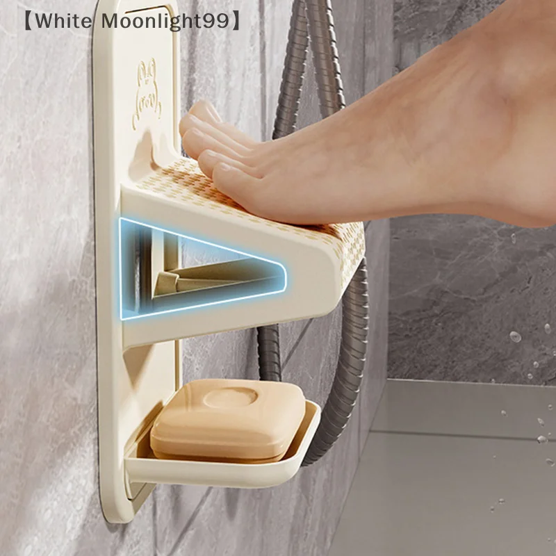 〔White〕Bathroom Shower Foot Rest Shaving Leg Step Aid Grip Holder Pedal Step Suction Cup Non Slip Foot Pedal Wash Accessories