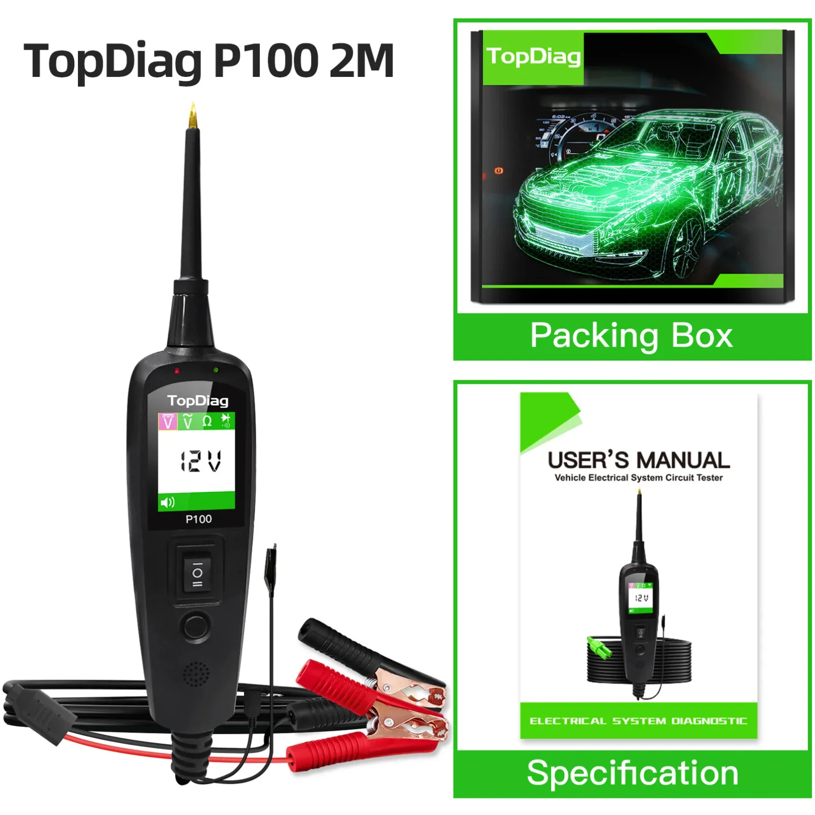 

Automotive Circuit Tester Power Circuit Probe Kit Car Voltage/Resistant Tester Diagnostic Tool 12/24V Over-Load/Short Circuit