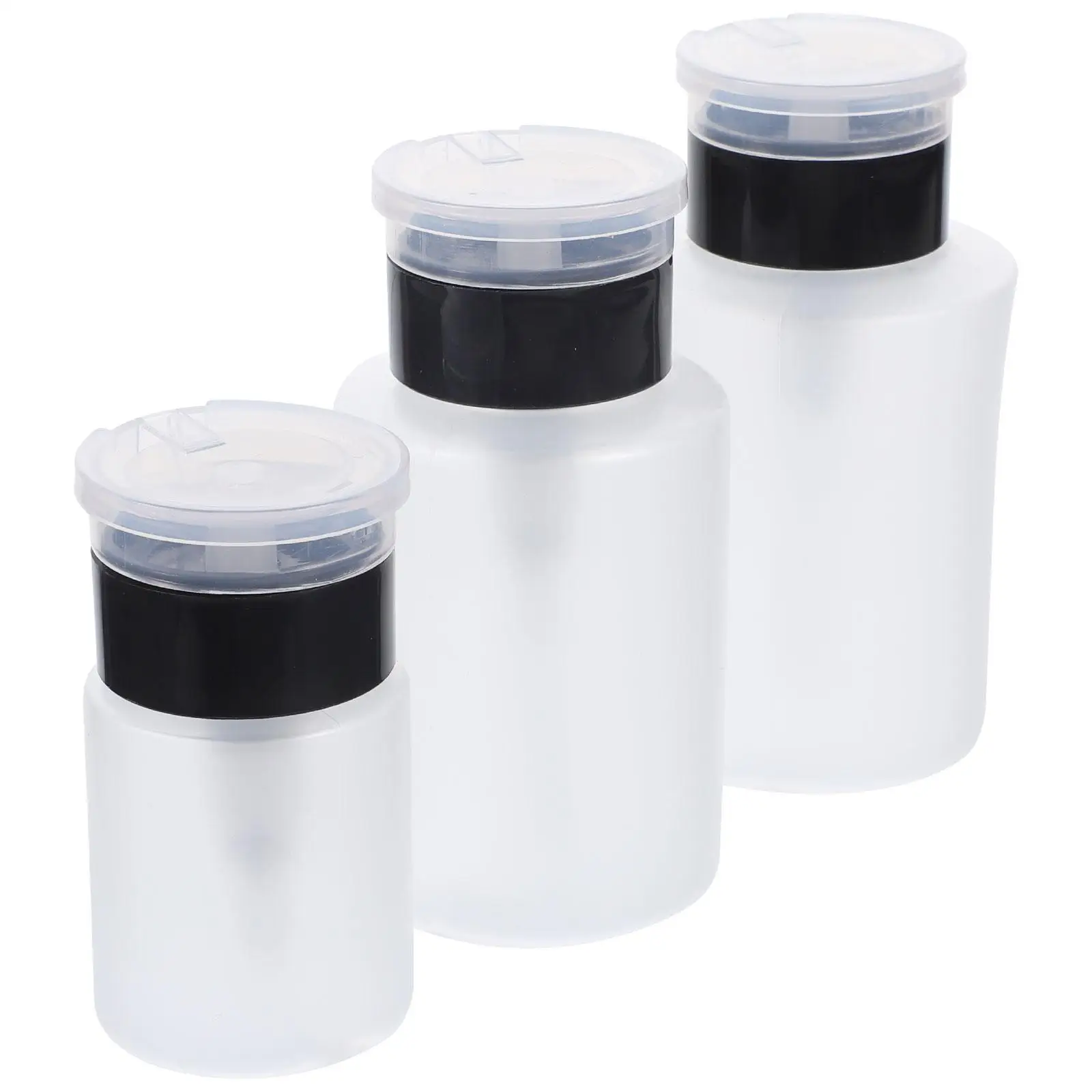 

3pcs 180ML Press Pump Dispenser 100ML Squeeze Bottles Refillable Nail Polish Remover Travel Size Empty Bottle Practical Storage