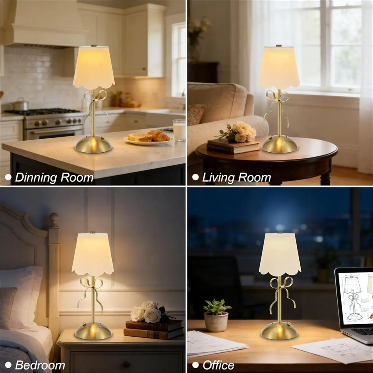 AA19 Cordless Table Lamp,Rechargeable LED Desk Lamp,Small Bedside Lamps with Touch & 3 Color,Cute Room Decor Lamp