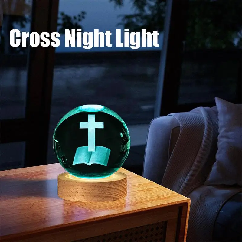 6cm Biblical Cross Crystal Ball Inspirational Decor for Faith Serenity Christian Holidays, Baptisms, Spiritual Reminders Gift