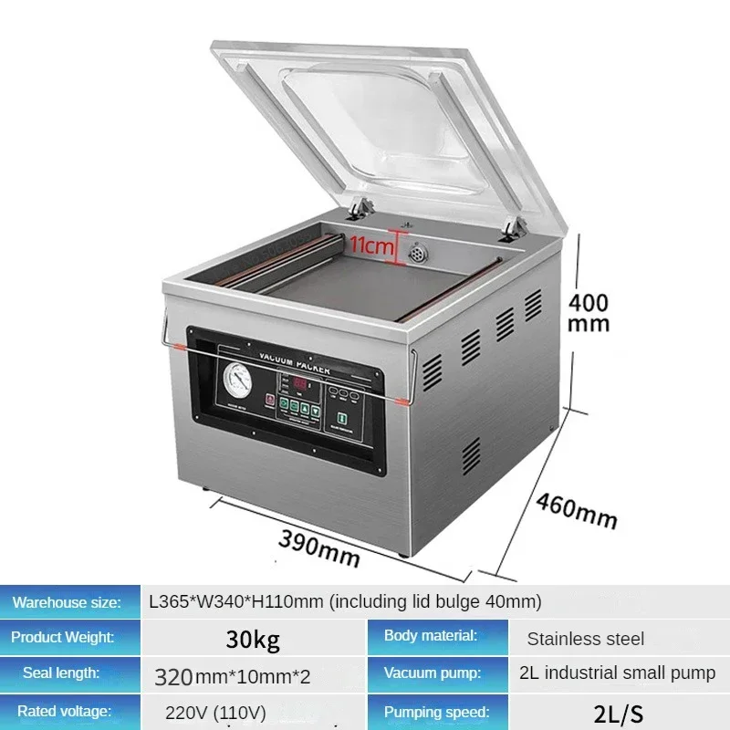 Commercial Food Vacuum Sealer 2.0L Industrial Pump Full-automation Meat Food Vacuum Packing Sealing Machine 110V/220V