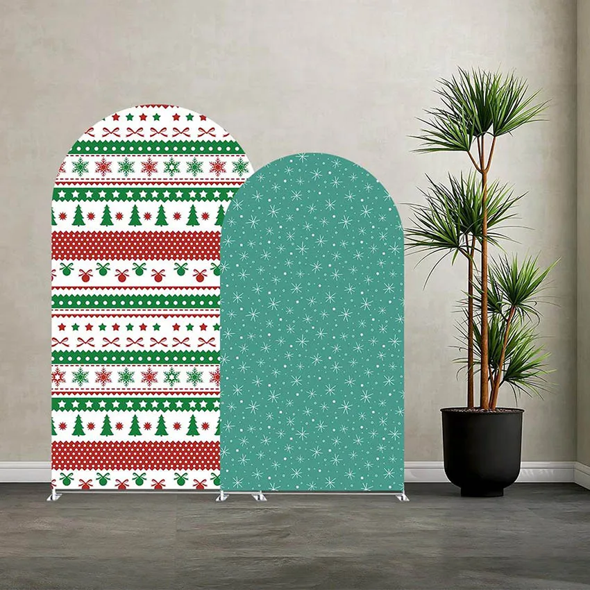 Mehofond Custom 2-Sided Christmas Winter Snowflake Family Fiesta Party Baby Shower Cover Chiara Arch Background Decor Backdrop