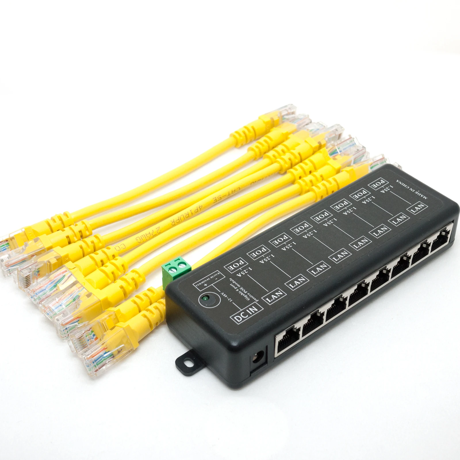 8 Ports Gigabit Passive PoE injector midspan Ethernet Adapter NO Power Adapter