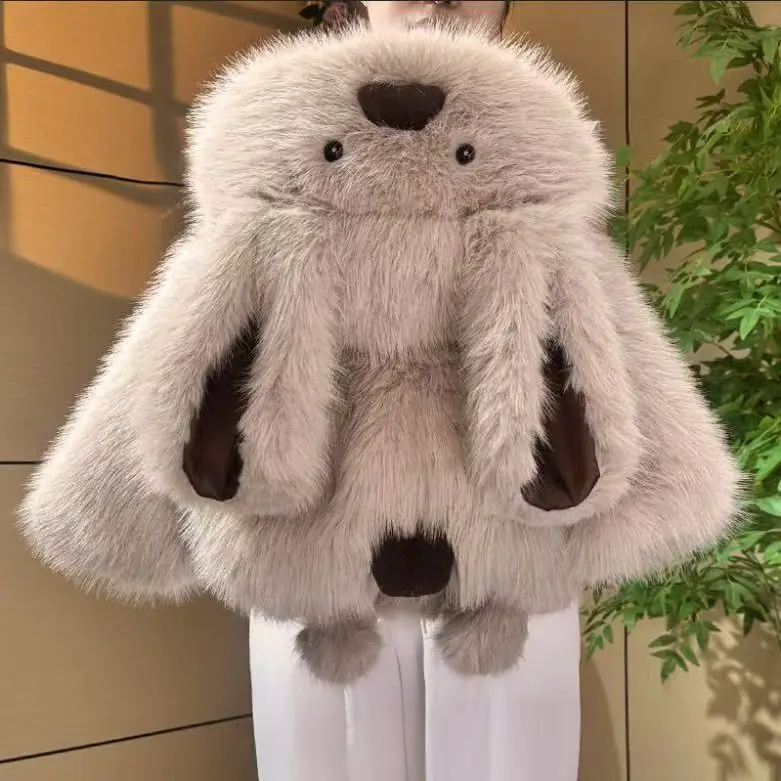 2026 Winter Mädchen Süßer Cartoon Weicher Warmer Fleece Langarm Kapuzenmantel Kinderjacke Oberbekleidung
