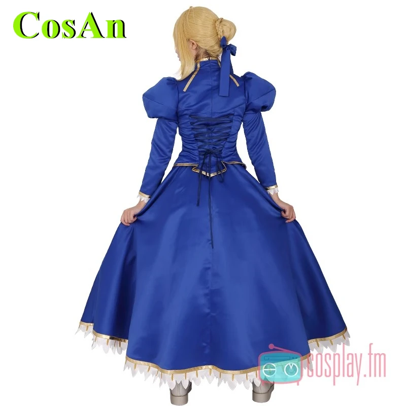 CosAn Game Fate Stay Night Saber Cosplay Costume FGO Altria Pendragon Combat Dress Uniform Party Role Play Clothing Blue Women