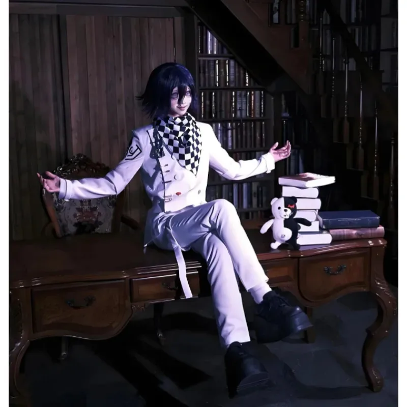 Аниме Danganronpa V3 Kokichi Oma, карнавальный костюм, униформа президента, шарф, полный комплект, карнавальное платье на Хэллоуин, костюмы для мальчиков; 8