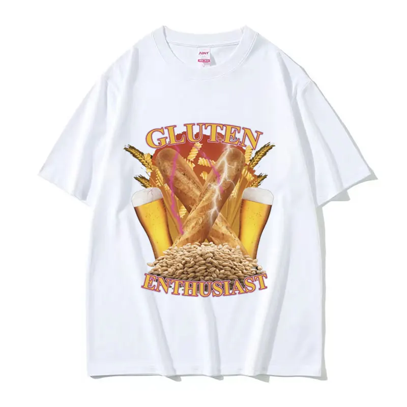 

Забавная футболка с рисунком глютена для энтузиастов, мужская модная футболка с короткими рукавами, свободная футболка большого размера с круглым вырезом, уличная летняя одежда
