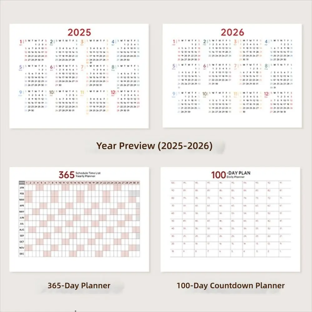 

Self-discipline Plan 2026 Desk Calendar Multicolor Multi-Function Makeup Brush Holder Plastic Two Grids Desktop Organization Box