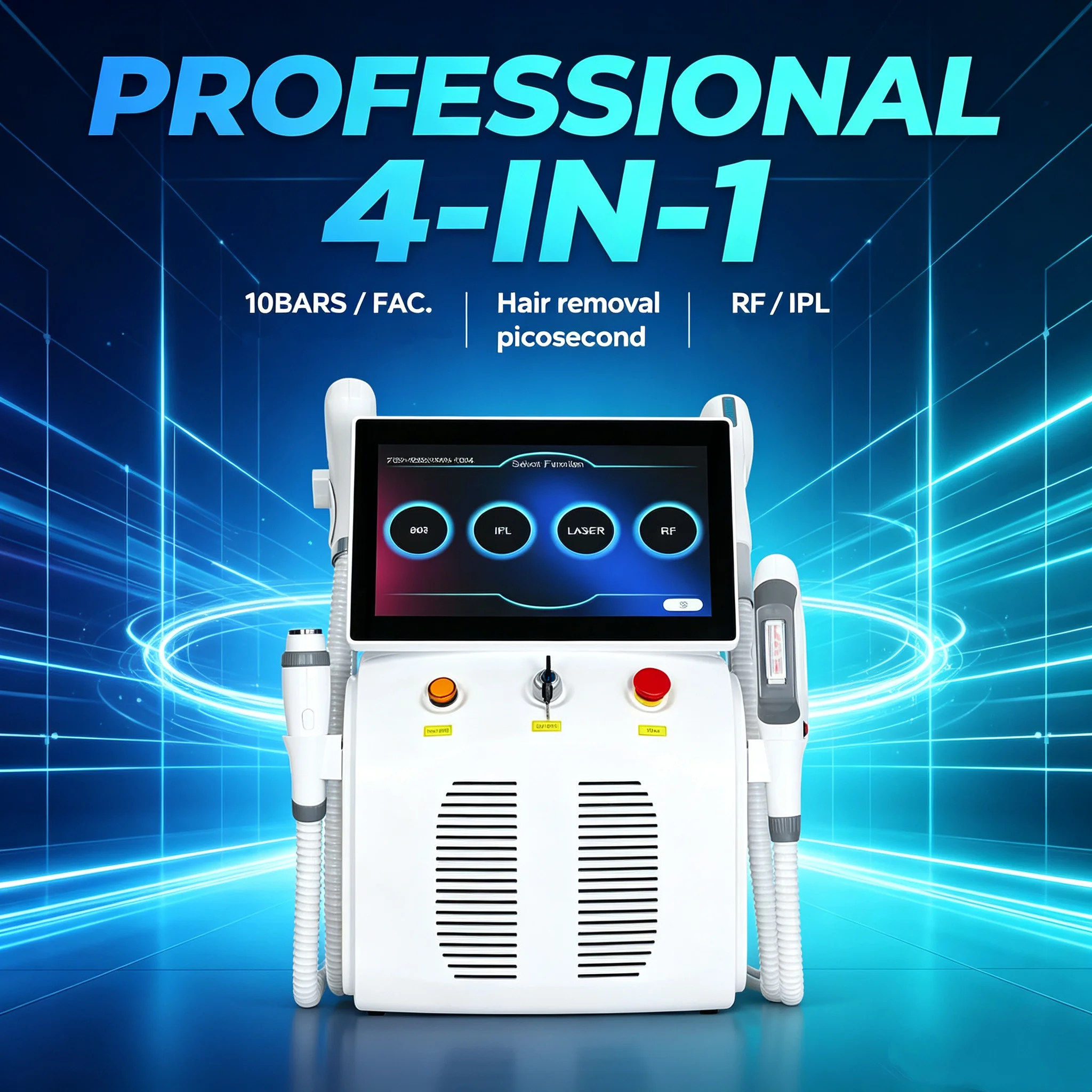 4in1 Ice Platinum Lase Diode Hair Removal Machine 755 808 940 1064nm 4 Wavelength ND:YAG Machine Painless Hair Removal4in1 Ice P