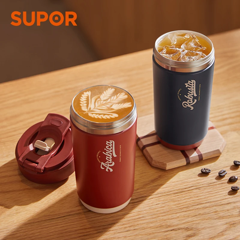 SUPOR 500ml Stainless Steel Coffee Cup Travel Thermal Mug Leak-Proof Thermos Bottle Tea Coffee Mug Vacuum Flask Insulated Cups