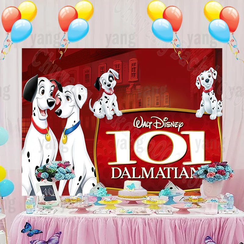 Custom 101 Dalmatians Puppy Dog Cruella Backdrop Disney Brave Boy Happy Birthday Party Cartoon Decoration Backgrounds Banner