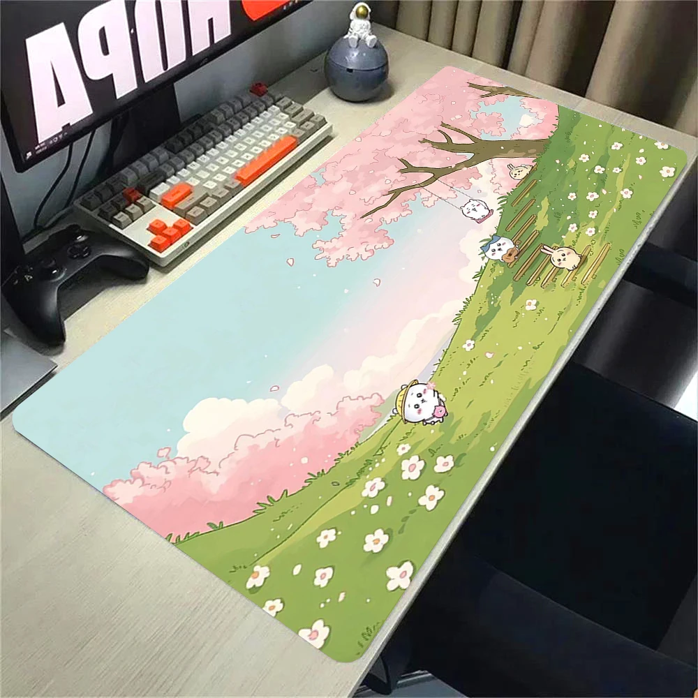 

Kawaii Xxl Mouse Pad Over Edge Gaming Laptops Cute Chiikawa Mousepad Non-slip Rubber Pc Gamer Mausepad Deskmat Table Pads Mats