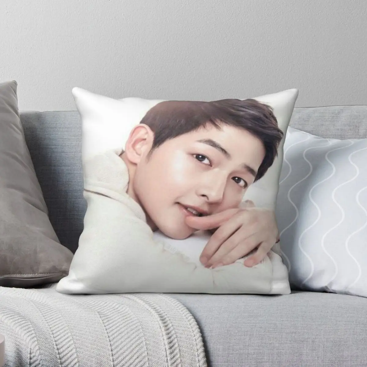 

Song Joong Ki Kpop Pillowcase Polyester Linen Velvet Printed Zip Decor Sofa Cushion Cover