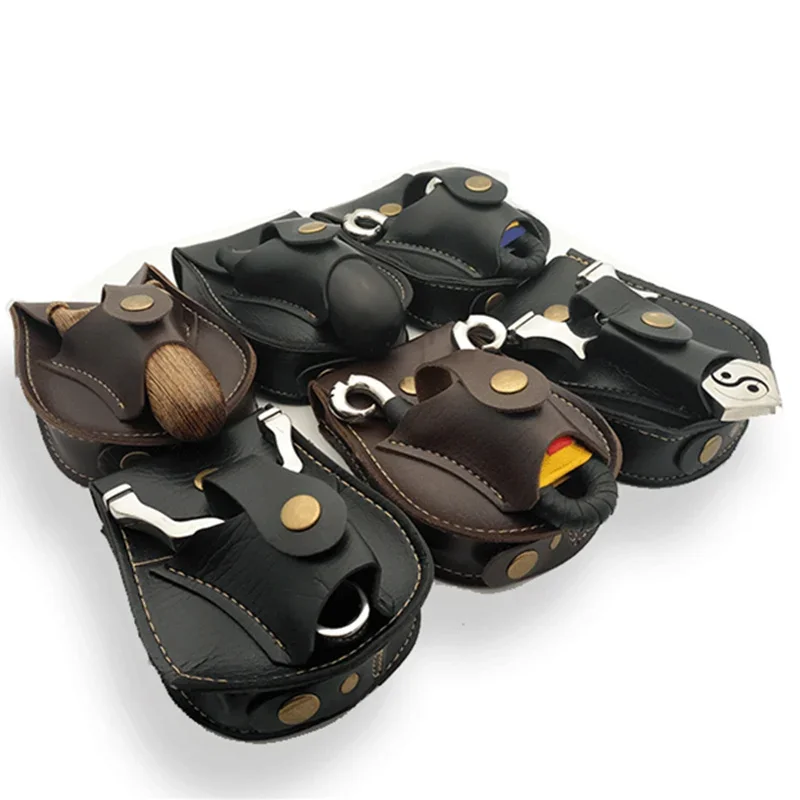 Hunting Handmade Leather Steel Balls Bag Catapult Slingshot Outdoor Hunting Belt Leather Case Waist Bag