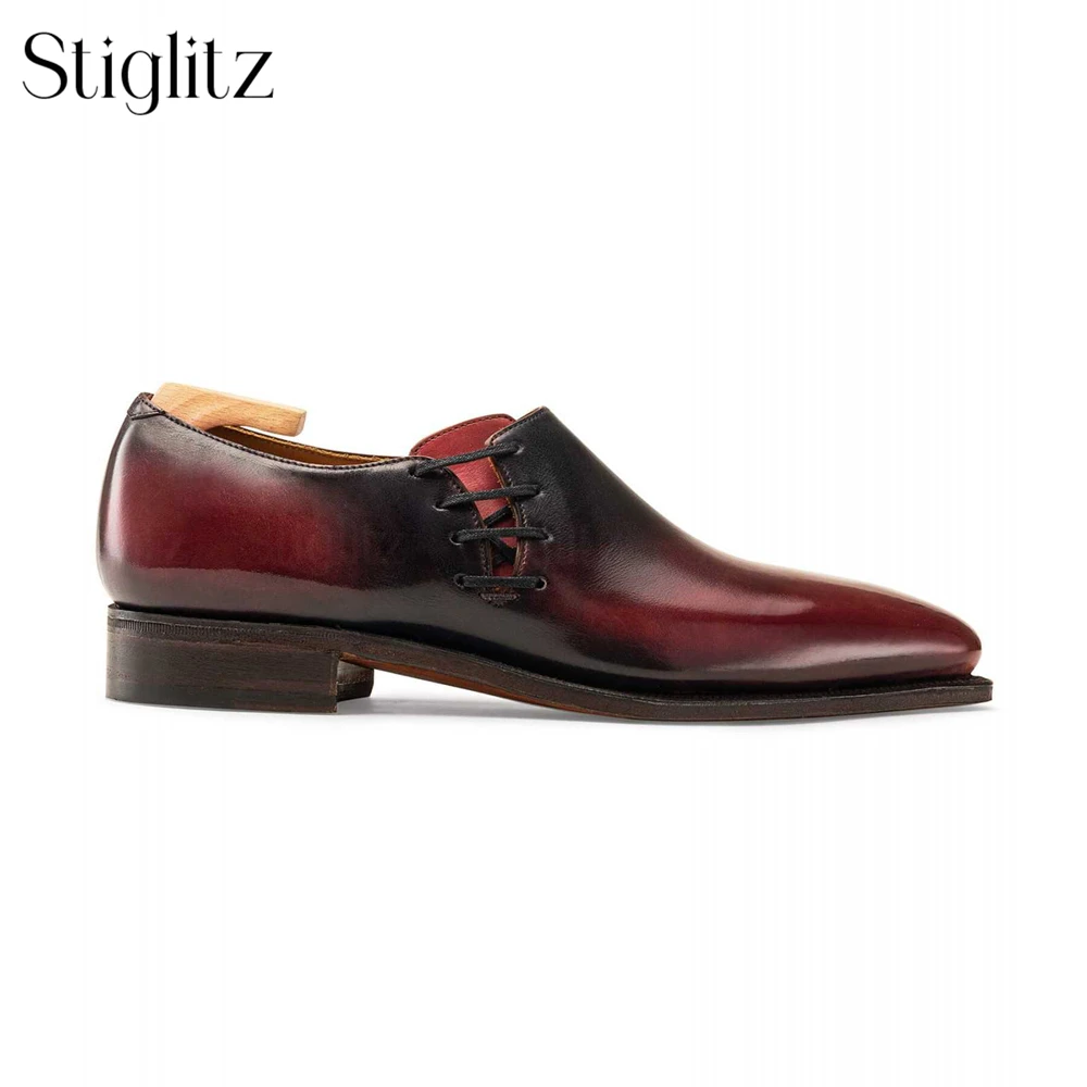 Unique Personality Leather Shoes Elegance Style Calf Leather Handmade Dress Shoes Almond Toe Polished Banquet Wedding Men Shoes