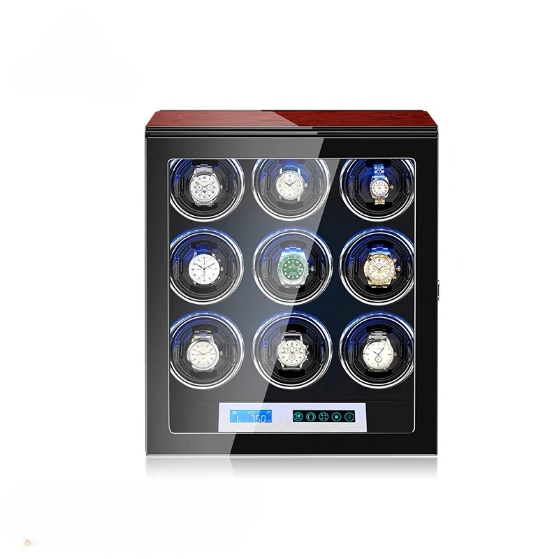 There Is No Magneticy Mabuchi LCD Touch Screen and High-End 3 4 6 9 12 Slot Led Light 904L Watch Winder for Automatic Watches