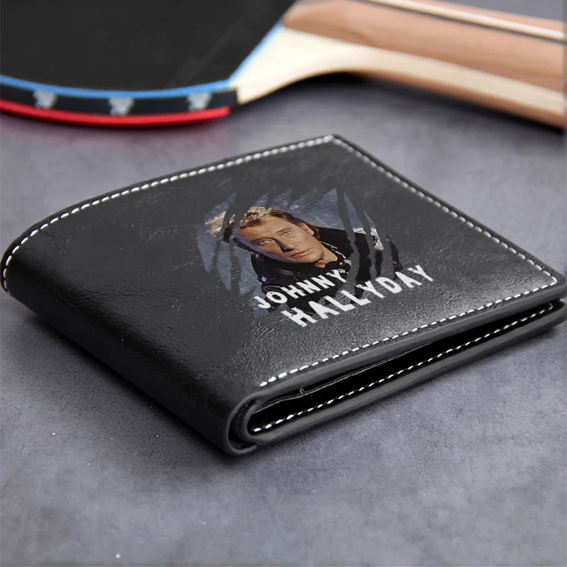 Johnny Hallyday Signature PU Leather Wallet Premium Men's Compact Design Lightweight Durable Business Style
