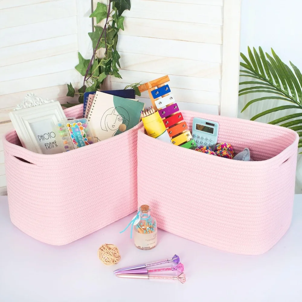 مجموعة من 3 سلال تخزين منسوجة أنيقة من MINTWOOD - منظمات على شكل مكعب للكتب والأحذية والألعاب وأساسيات المخزن