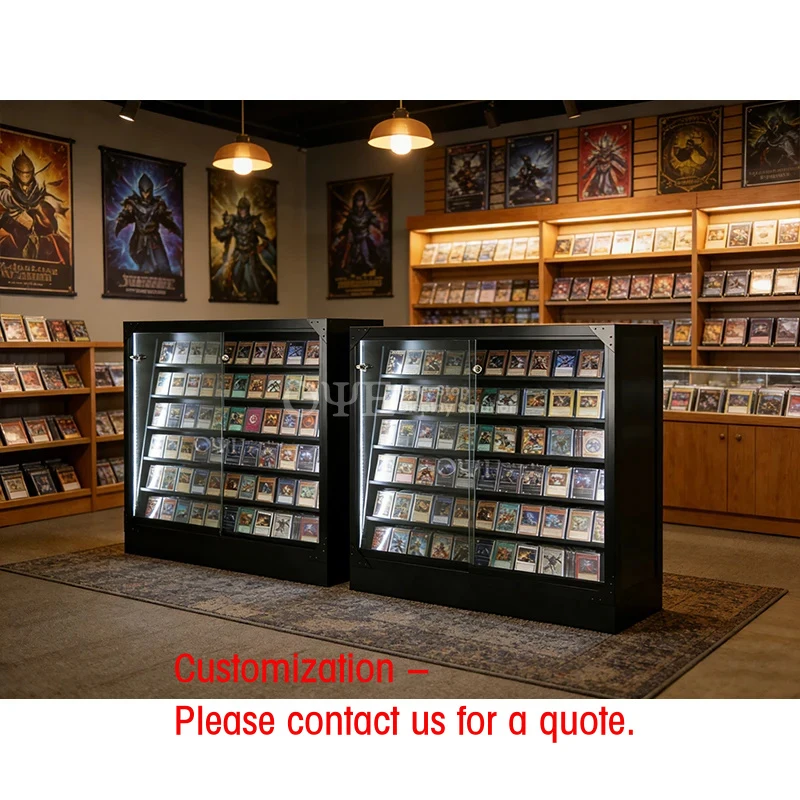 custom.Acrylic Collectible Game Cards Stand Led Lighting Metal Frame Display Showcase Collectable Sports Trading Card Display Ca