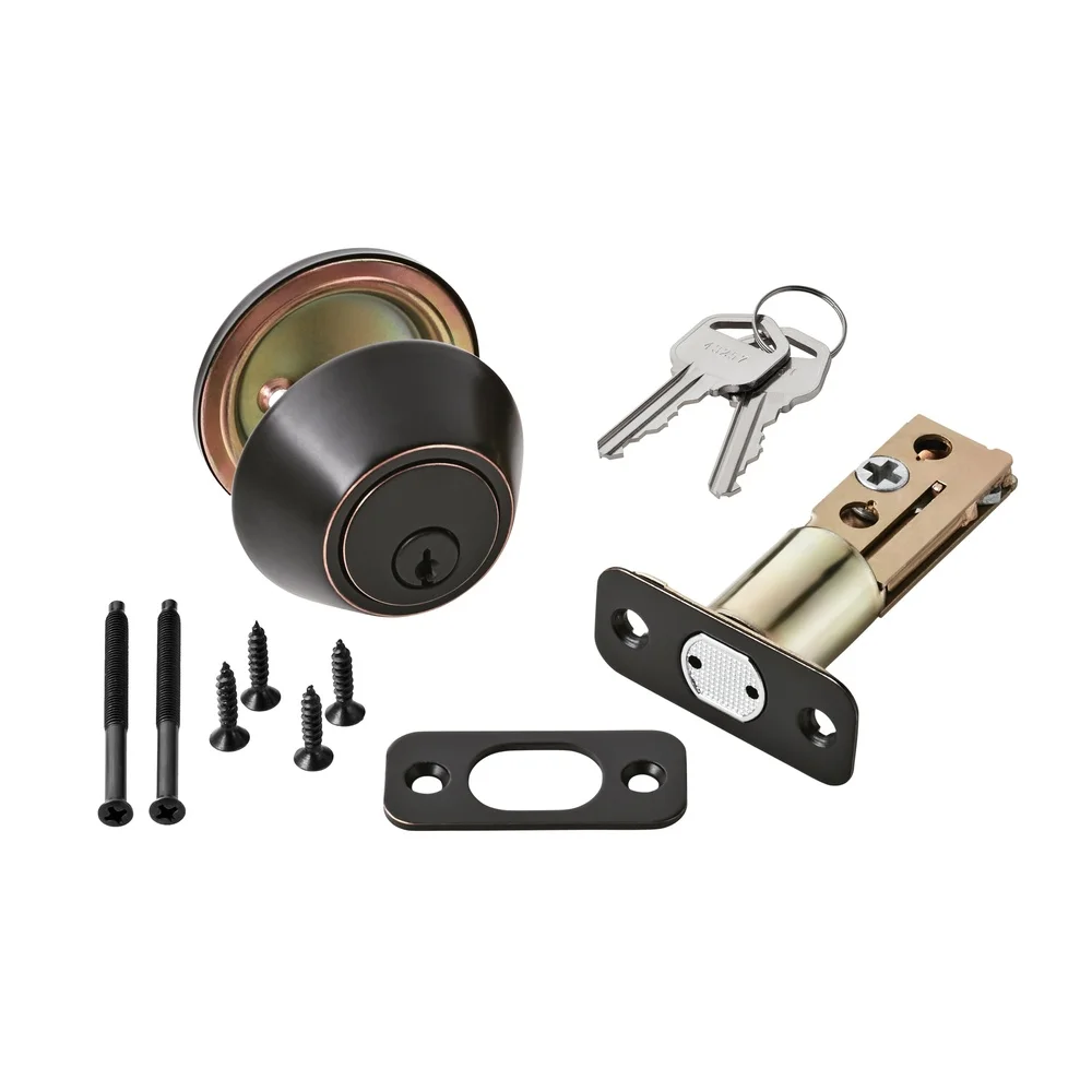 4 Pack Keyed Entry Deadbolt Locks Oil Rubbed Bronze Easy Install Reversible Design Secure Access Front Back Garage Side Doors