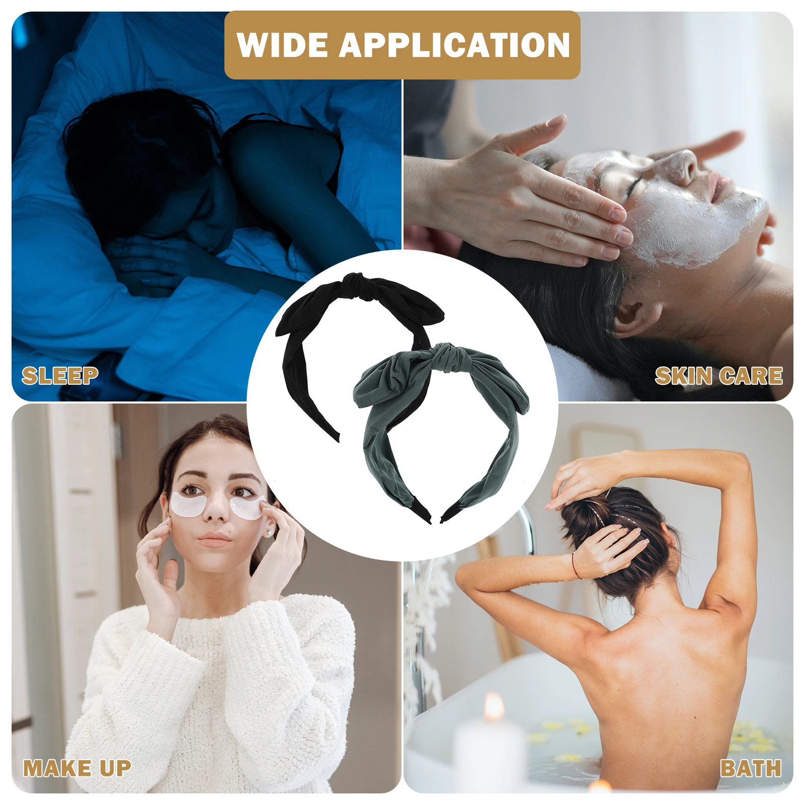 

2pcs Knotted Big Bow Headbands Wide Hairband For Women Comfortable All-Day Wear Strong Hold Wet Dry Hair Stylish Elegant