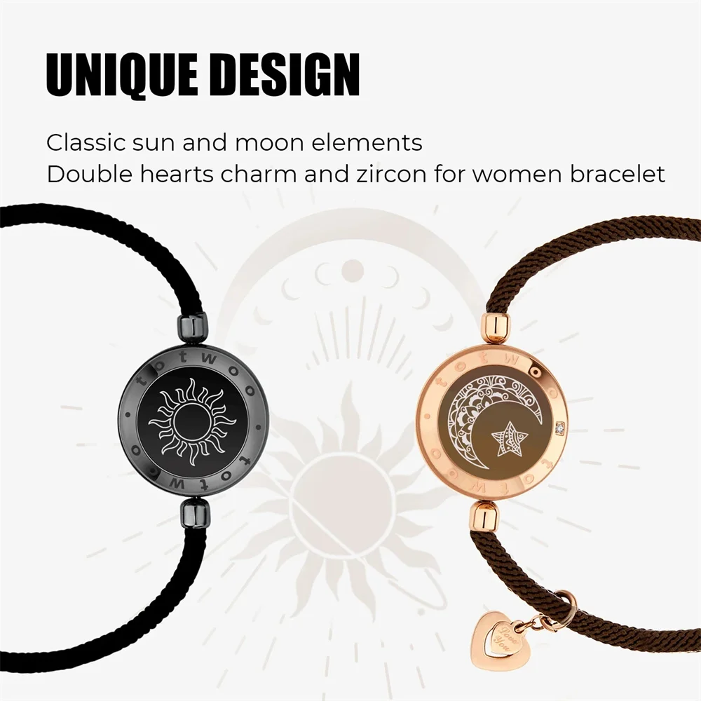 Totwoo long distance touch Bracelets for Couples Long Distance light up&Vibrate Moutain&Sea Love Bracelets Smart Jewelry sets