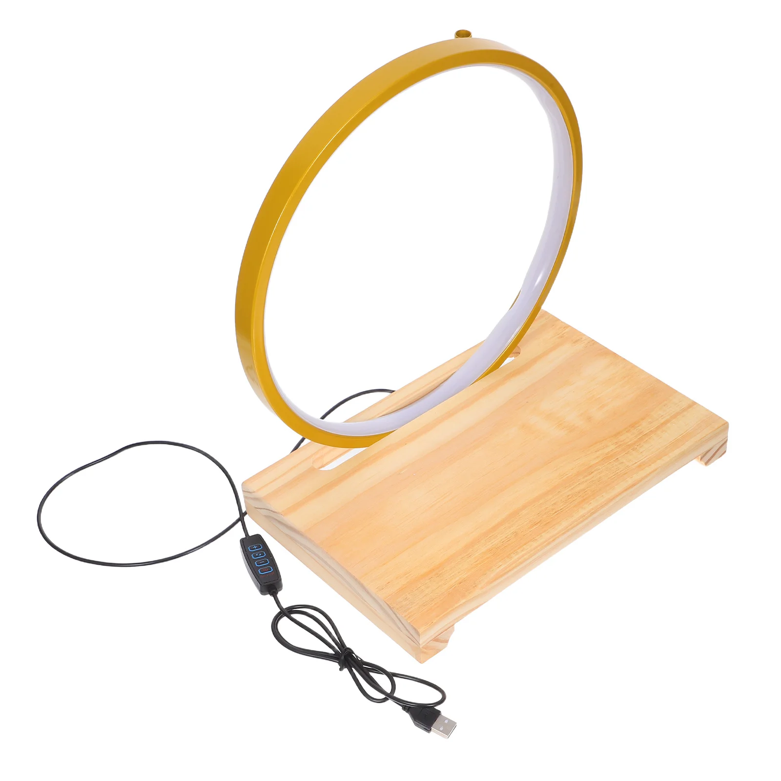 قاعدة مصابيح خشبية مصنوعة بحرفية قاعدة عرض خشبية مع حلقة إضاءة LED لتماثيل التماثيل وحامل ديكور المكتب المنزلي #1