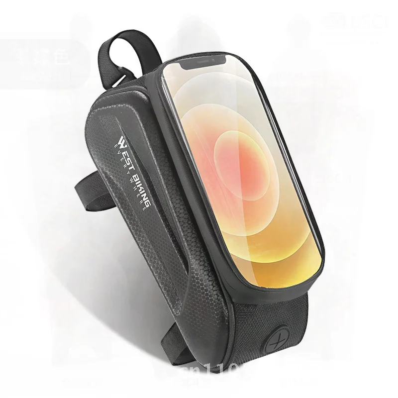 

West Rider Hard Shell Upper Tube Bag for Mountain Road Bike Touch Screen Mobile Phone Storage Saddle Bag Cycling Equipment Black
