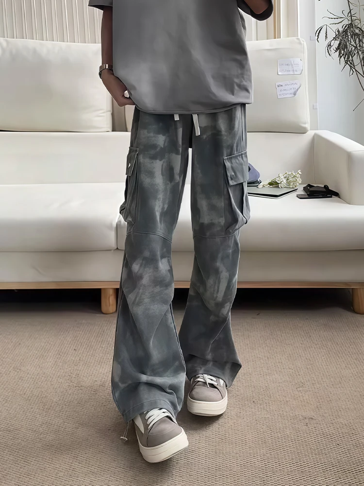 

American High Street Camouflage Work Pants Men's Autumn Large ket Wide Leg Jeans CleanFit Straight Leg Denim Casual Pants