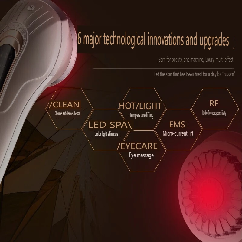 O dispositivo multifuncional elétrico da beleza, limpa a massagem da vibração da pele, micro corrente do EMS, radiofrequência, ML-023-YX