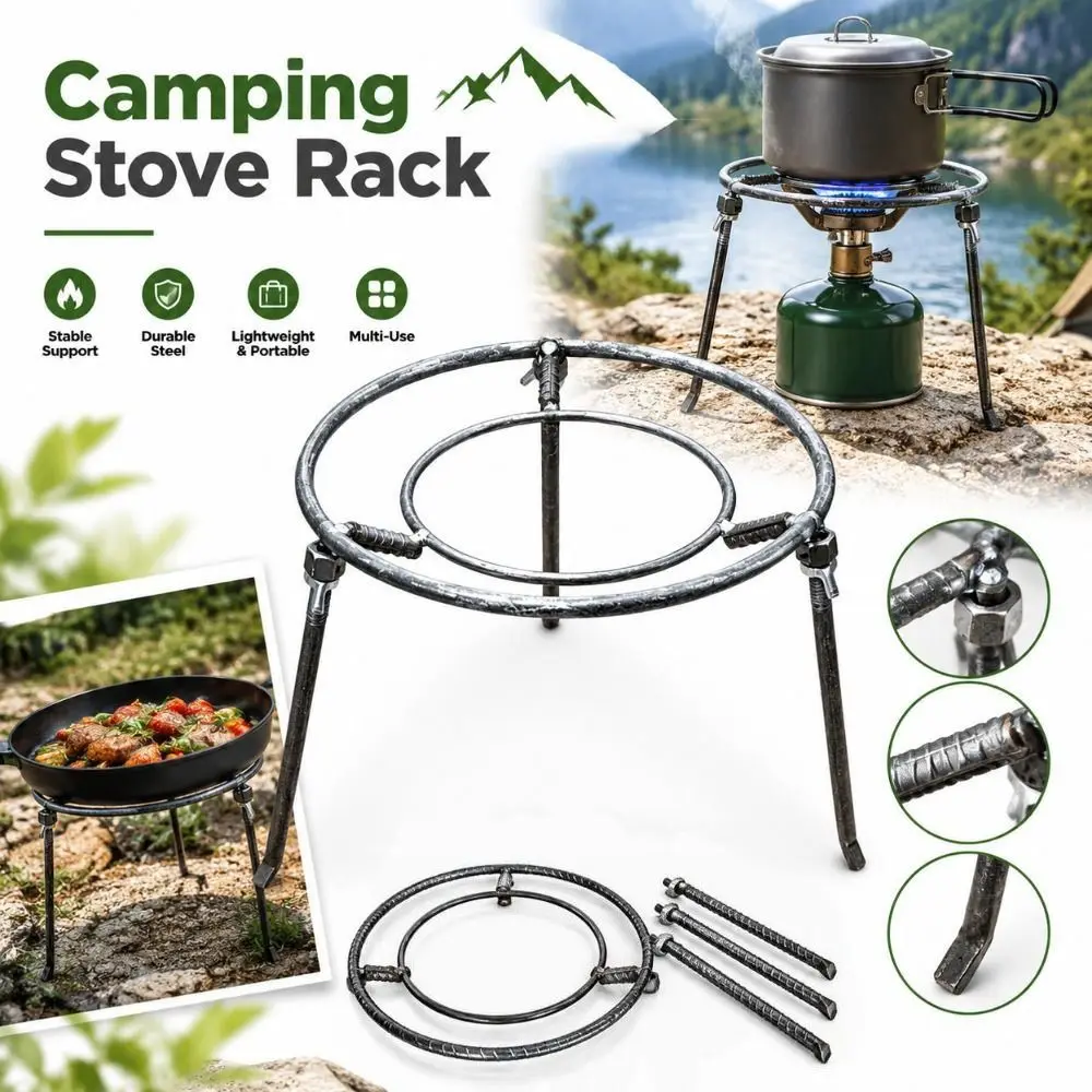 New Cast Iron Pot Rack Detachable Triangular Fire Pit Rack Stable Heavy Duty Triangular Pot Stand Picnic