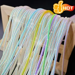 New 1.4M Laser Color TPU Spiral USB Charging Cable Protector for iPhone Samsung Huawei Earphone Cord Line Anti-break Protection
