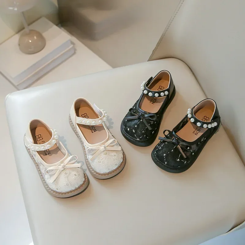 

Toddlers Girls Shoes Mesh Summer Children's Leather Shoes Elegant Bowknot Princess Versatile Kids Fashion Flat Breathable Shoes