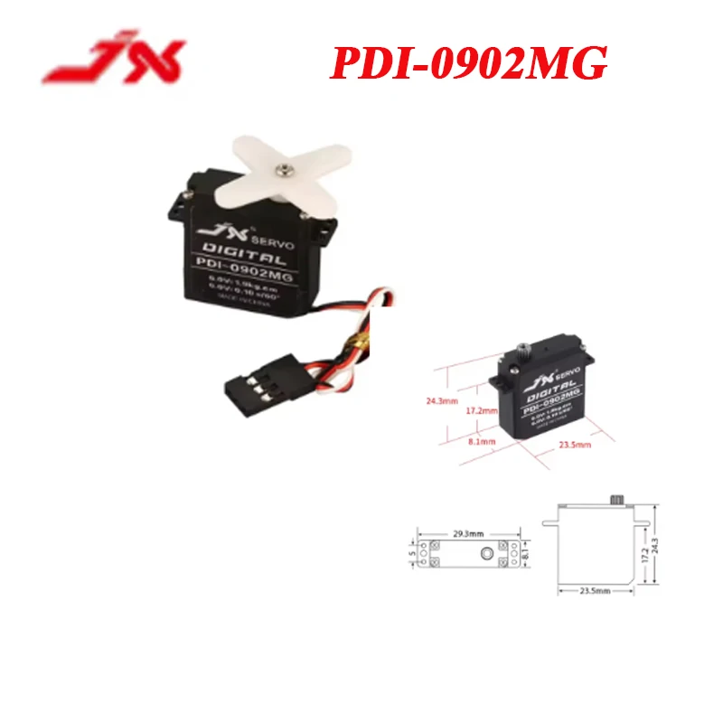

JX Coreless Servo PDI-0902MG 9.4g 2.6kg 4.8V-6V Large Torque Ultrathin Body Servo for RC Plane Drone Fixed-Wing Helicopter