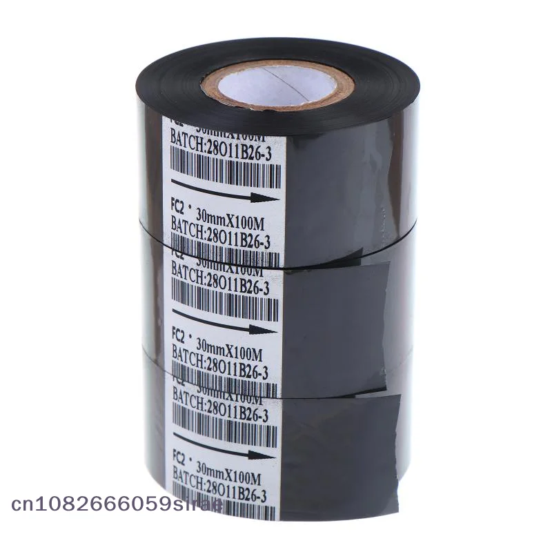 （CC44）FC2 30mm*100m Black Thermal Printing Ribbon For Stamping Machine Printer Ink Heat Transfer Tape Production Date Printing