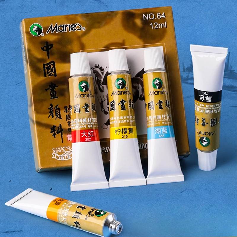 

5 шт., 12 мл, китайские пигменты для рисования, большая емкость, полная коробка, монохромные пейзажные чернильные пигменты для рисования