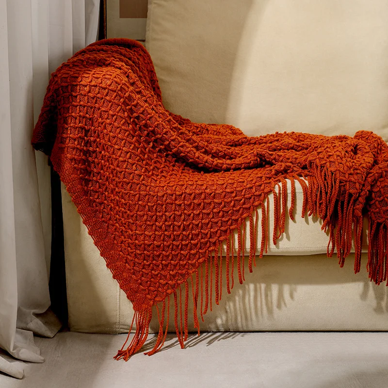 Nordic Vintage Knitted Couch Throw Blanket Bedspread for Home Stays Bed Tail Decoration Sofa Cover Soft Luxury Nap Blanket Shawl
