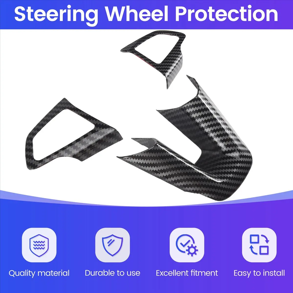 Super Sale Car 3Pcs/Set Interior Steering Wheel Protection Trim Sticker for Ford Focus Kuga Escape Ecosport 2017 2018 Accessorie